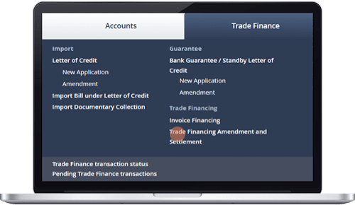 Trade Finance tab