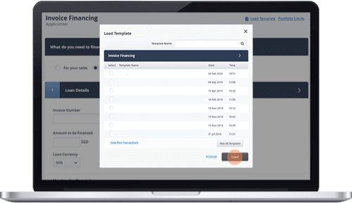 Invoice Financing Application – Previously submitted transactions