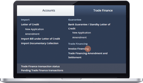 Trade Finance tab