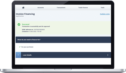 Invoice Financing (purchase) Application – Successful Submission