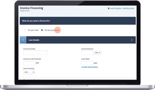 Invoice Financing (purchase) Application – Type of financing