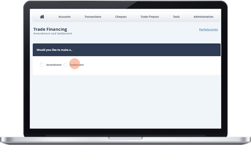 Trade Financing Amendment and Settlement – Selection