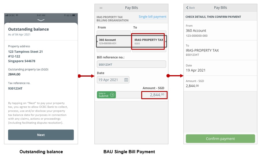 how to access and pay tax in OCBC mobile/internet banking step-9