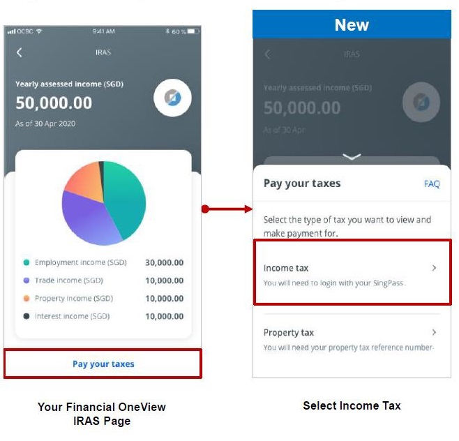 how to access and pay tax in OCBC mobile/internet banking step-3