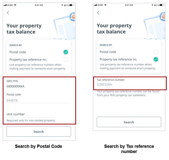 how to access and pay tax in OCBC mobile/internet banking step-8