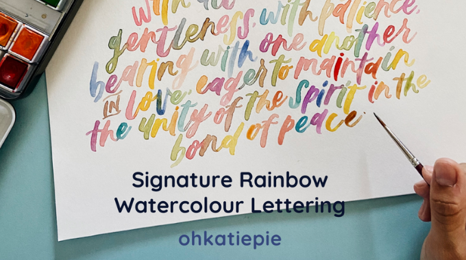 Signature Rainbow Watercolour Lettering by ohkatiepie
