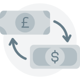 Convert up to 10 major foreign currencies, 24/7 with $0 admin fee