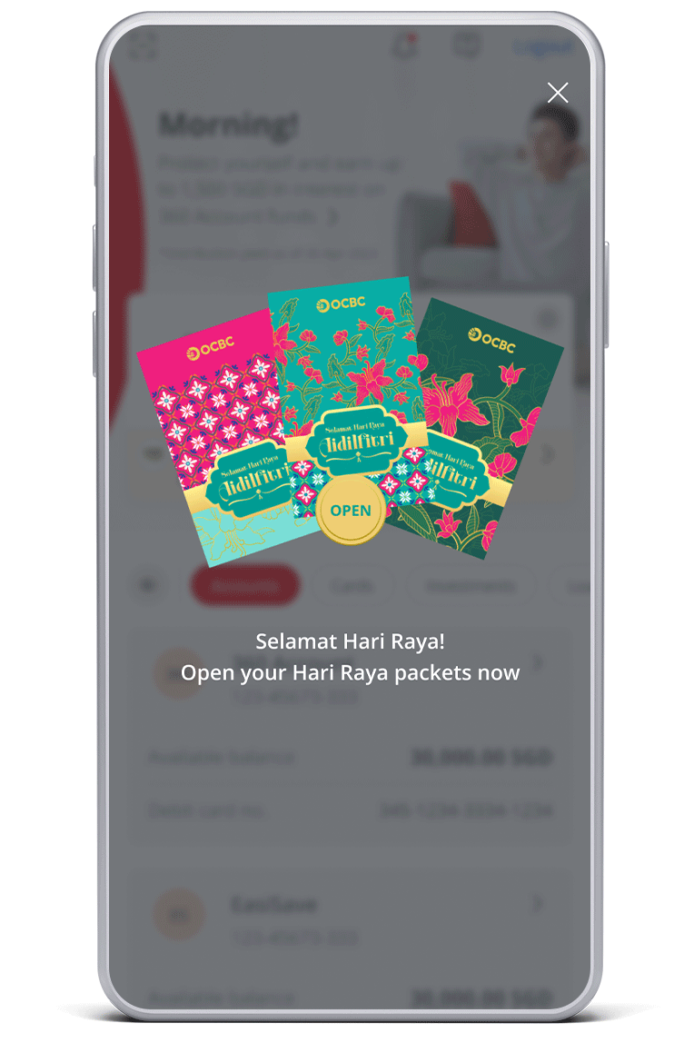 Log in to OCBC app to open your e-packet.