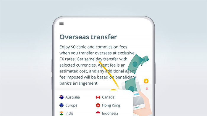 Overseas transfer screen
