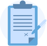 a paper clipboard and a pen