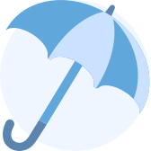 an umbrella resting in a slanted position