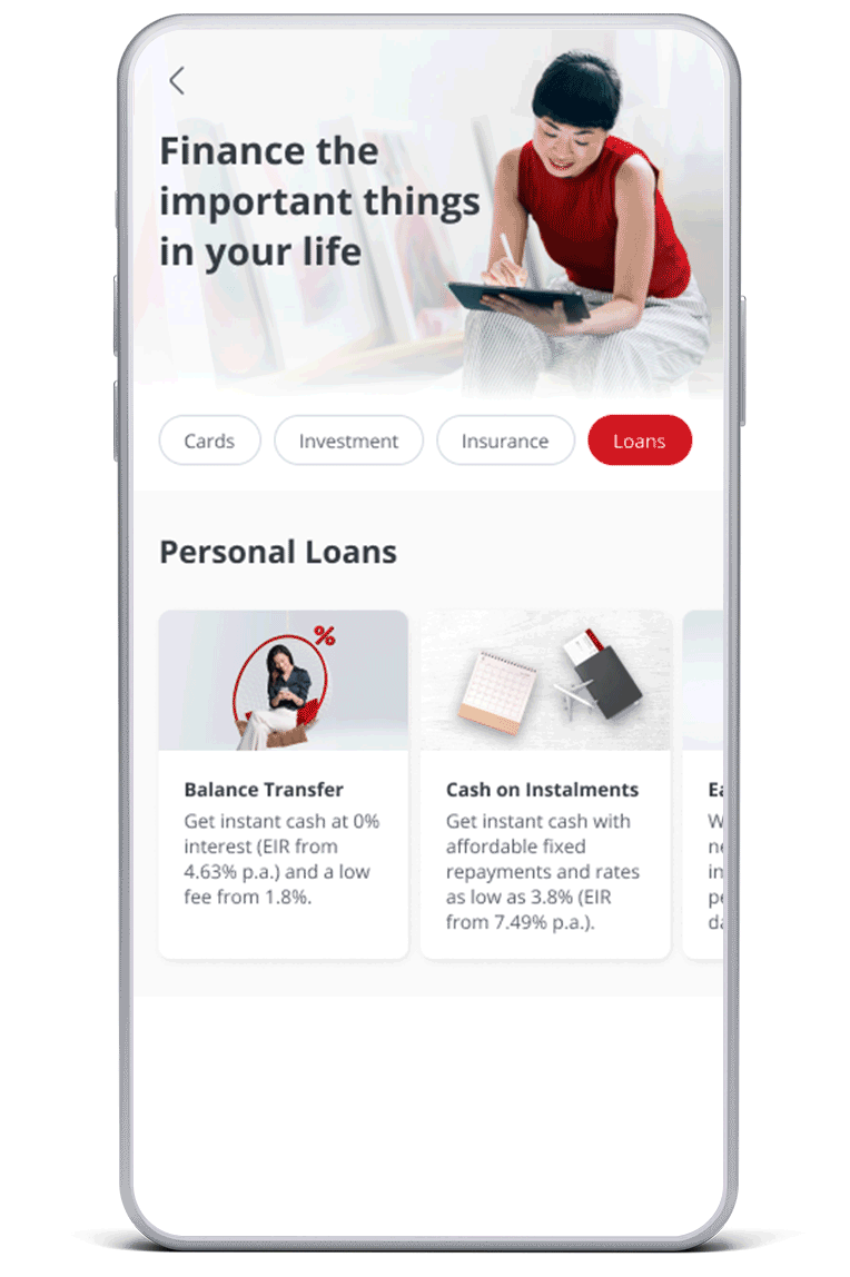 Select “Balance Transfer” under “Personal Loans” and tap on “Get started”