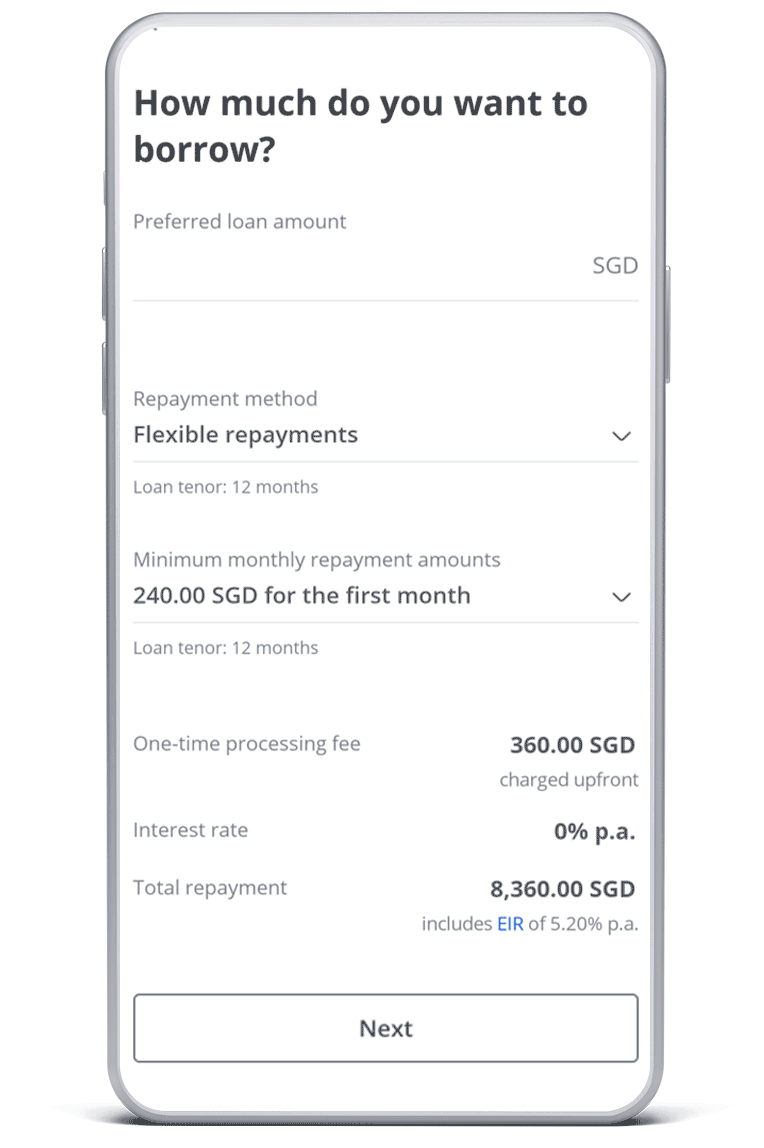 Enter your preferred loan amount
