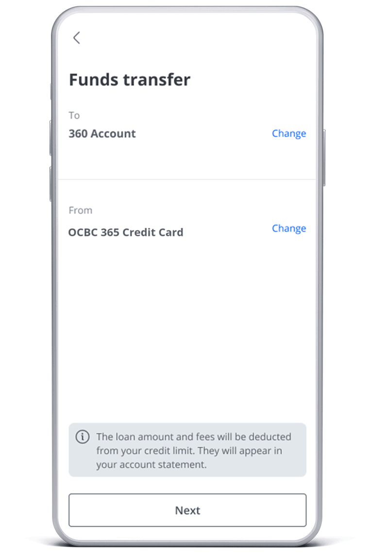 Confirm your funds crediting account and credit facility